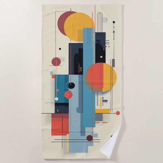 幾何学的抽象モダンアート作品 ビーチタオル (正面)