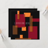 幾何学的抽象化赤オレンジブラウン感謝 カード (正面/裏面インサイチュ)