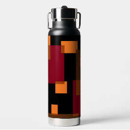 幾何学的抽象化赤オレンジブラウン黒 ウォーターボトル