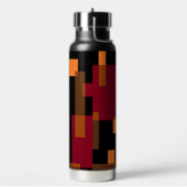 幾何学的抽象化赤オレンジブラウン黒 ウォーターボトル (左面)