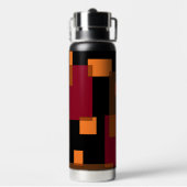 幾何学的抽象化赤オレンジブラウン黒 ウォーターボトル (背面)