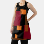 幾何学的抽象化赤オレンジブラウン黒 エプロン (インサイチュ)