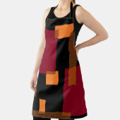 幾何学的抽象化赤オレンジブラウン黒 エプロン (インサイチュ)