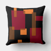 幾何学的抽象化赤オレンジブラウン黒 クッション (裏面)