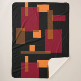 幾何学的抽象化赤オレンジブラウン黒 シェルパブランケット