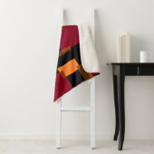 幾何学的抽象化赤オレンジブラウン黒 シェルパブランケット (インサイチュ)