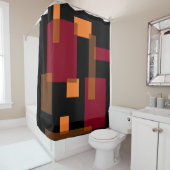 幾何学的抽象化赤オレンジブラウン黒 シャワーカーテン (インサイチュ)