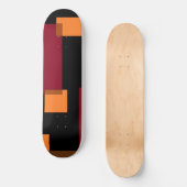 幾何学的抽象化赤オレンジブラウン黒 スケートボード (正面)