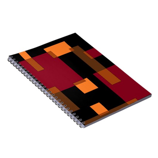 幾何学的抽象化赤オレンジブラウン黒 ノートブック (右側)
