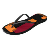 幾何学的抽象化赤オレンジブラウン黒 ビーチサンダル (アングル)