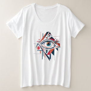 幾何学的抽象芸術アイ顔 – 女性 プラスサイズTシャツ