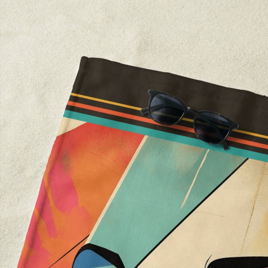 幾何学的抽象芸術アクアアイズ女性 ビーチタオル (インサイチュ)