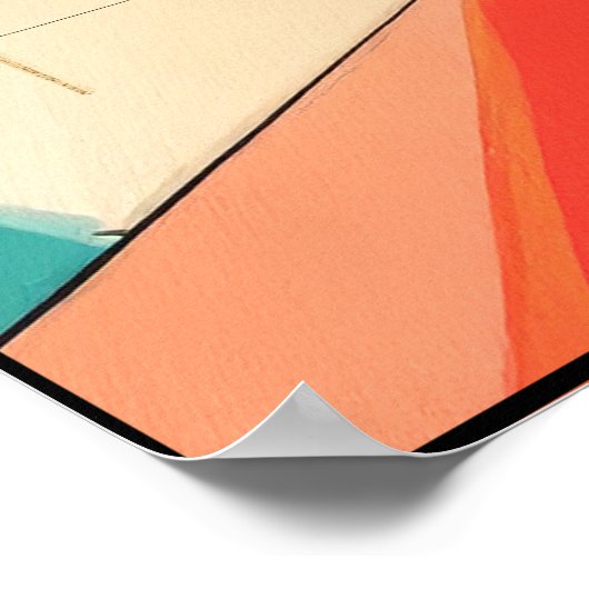 幾何学的抽象芸術アクアアイズ女性 ポスター (角)