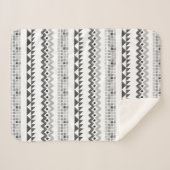 幾何学的抽象芸術アステカグレーと白 シェルパブランケット (正面(横))