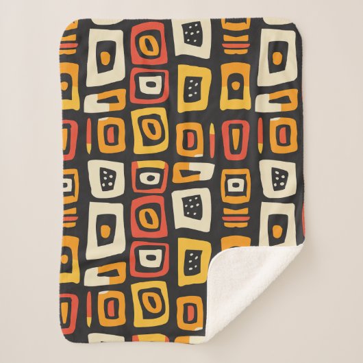 幾何学的抽象芸術アフリカパターン シェルパブランケット (正面)