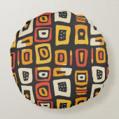幾何学的抽象芸術アフリカパターン ラウンドクッション (裏面)