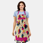 幾何学的抽象芸術アートエプロン名前をカスタムする付き エプロン (着用した状態)