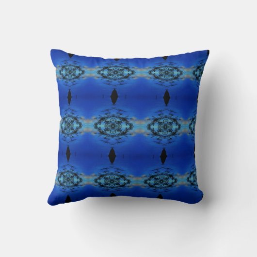 幾何学的抽象芸術アートブルーアクアピロー クッション (裏面)