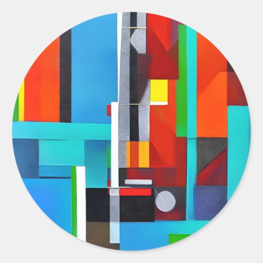 幾何学的抽象芸術アート図形 ラウンドシール (正面)