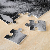 幾何学的抽象芸術アート白黒 ジグソーパズル (側面)