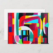 幾何学的抽象芸術アート ポストカード (正面/裏面)