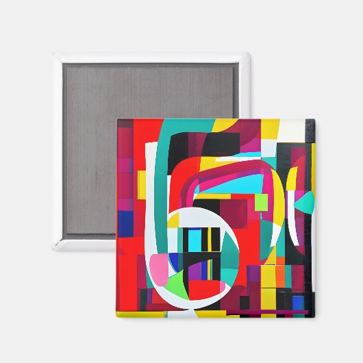 幾何学的抽象芸術アート マグネット (正面/裏面)
