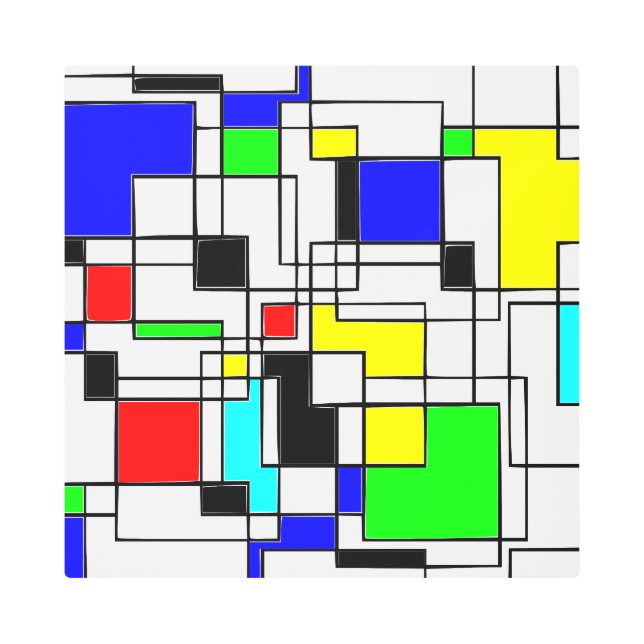 幾何学的抽象芸術アート メタルプリント (正面)