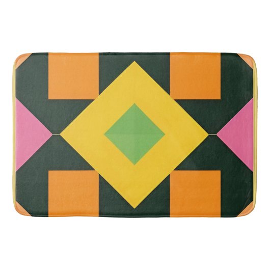 幾何学的抽象芸術アート(色鮮やか付) バスマット (正面)