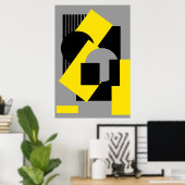 幾何学的抽象芸術アートdecoマッシュアップ2 ポスター (ホームオフィス)