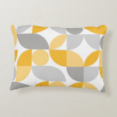 幾何学的抽象芸術イエローグレーミッドセンチュリーモダン アクセントクッション (裏面)