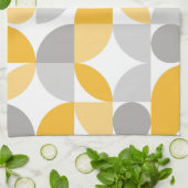 幾何学的抽象芸術イエローグレーミッドセンチュリーモダン キッチンタオル (折り畳み)