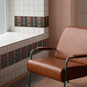 幾何学的抽象芸術オレンジフラワーミッドセンチュリー タイル