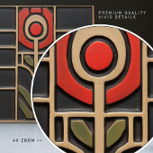 幾何学的抽象芸術オレンジフラワーミッドセンチュリー タイル