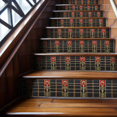 幾何学的抽象芸術オレンジフラワーミッドセンチュリー タイル