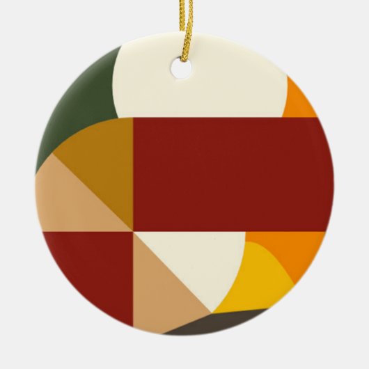 幾何学的抽象芸術カラフル暖かモダンい形状 セラミックオーナメント (正面)