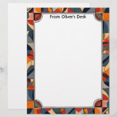 幾何学的抽象芸術カラフル枠 レターヘッド (正面/裏面)