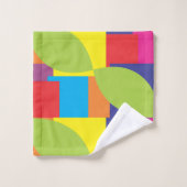 幾何学的抽象芸術カラフル正方形リーフパターン バスタオルセット (ウォッシュタオル)