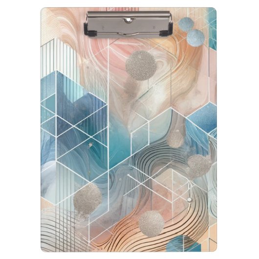 幾何学的抽象芸術クリップボード – モダンデザイン クリップボード (正面)