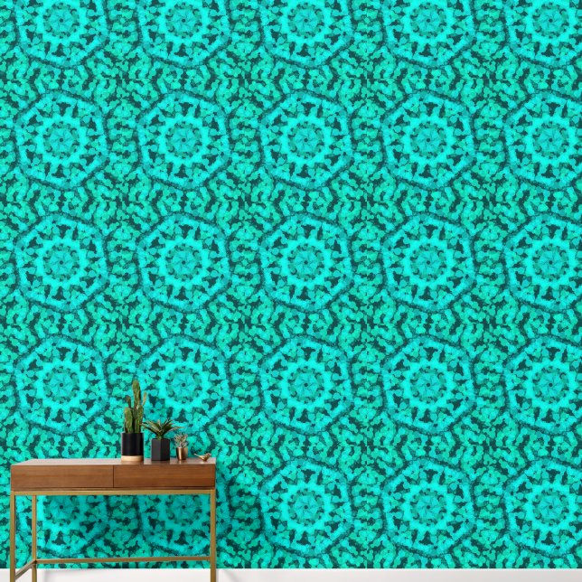 幾何学的抽象芸術グリーンデザイン 壁紙 (廊下)