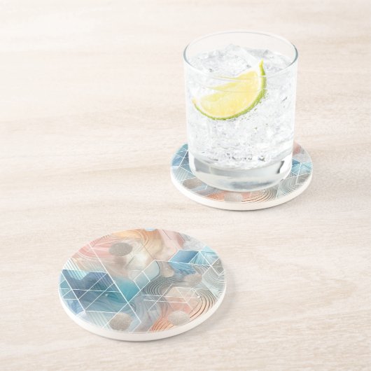 幾何学的抽象芸術コースター – モダンデザイン コースター (側面)