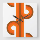 幾何学的抽象芸術ストライプ波融合アートパターン スクエア壁時計 (正面)