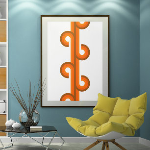 幾何学的抽象芸術ストライプ波融合アートパターン ポスター