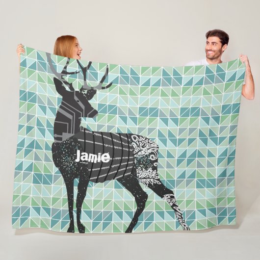 幾何学的抽象芸術ディアスチームパンクパターンフリース フリースブランケット (インサイチュ)