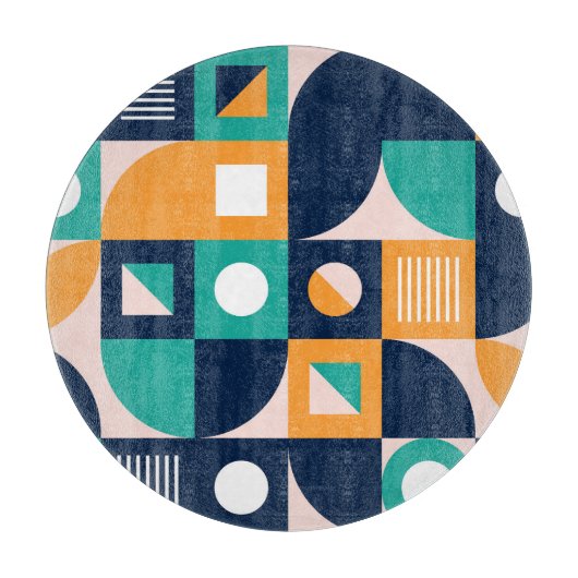 幾何学的抽象芸術パターン：カラフル、モダン設計 カッティングボード (正面)