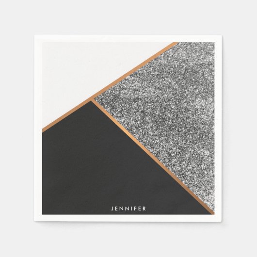 幾何学的抽象芸術パターン スタンダードカクテルナプキン (正面)