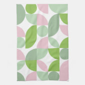 幾何学的抽象芸術パターン（ピンクと緑） キッチンタオル (縦)