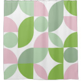 幾何学的抽象芸術パターン（ピンクと緑） シャワーカーテン (正面)