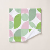 幾何学的抽象芸術パターン(ピンクと緑) バスタオルセット (ウォッシュタオル)