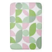 幾何学的抽象芸術パターン(ピンクと緑) バスマット (正面縦)