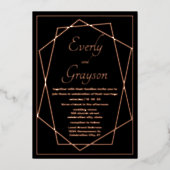 幾何学的抽象芸術フレームバラ結婚金ゴールドのFo 箔招待状 (正面)